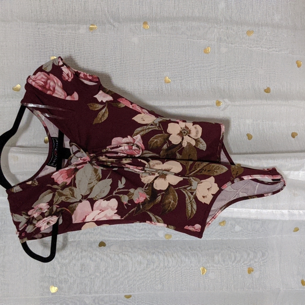 Maroon floral bodysuit